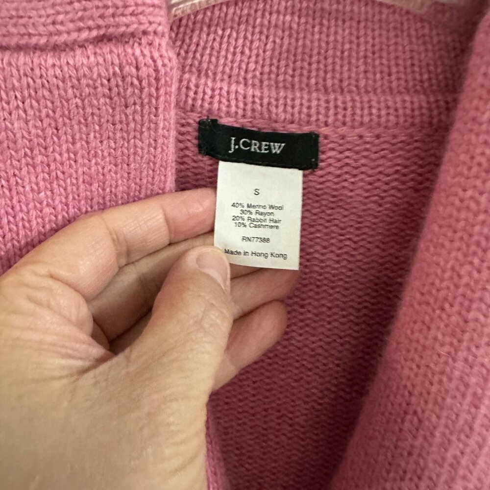 Vintage GUC J. Crew Women Pink Grandpa Cardigan Wool Blend Thick Knit Sz Small - Picture 4 of 5